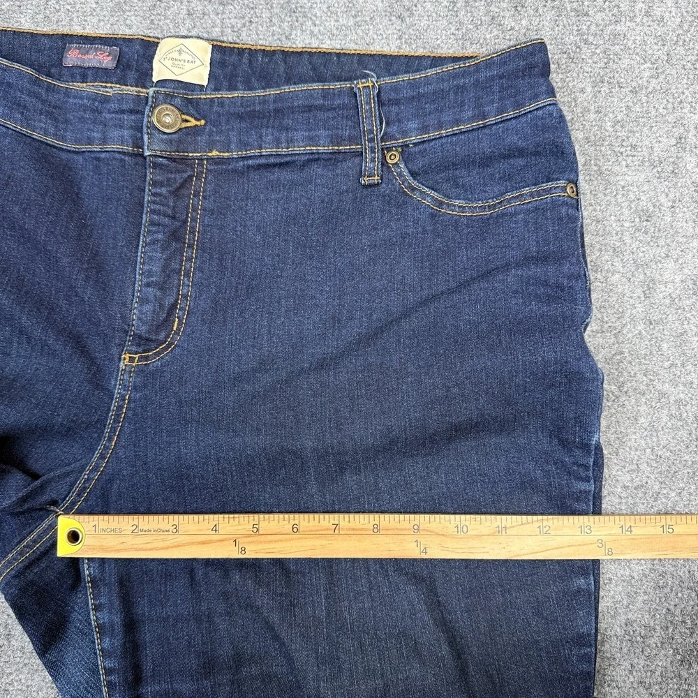 St‎ Johns Bay Bootcut Jeans Womens 20W Dark Wash Stretch Denim Plus Size Blue